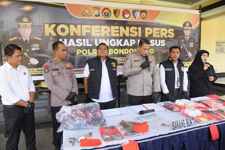 Polres Bondowoso Ungkap Curanmor Amankan 3 Tersangka dan 11 Unit Motor