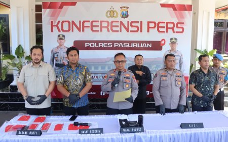 Polres Pasuruan Amankan 5 Tersangka Kasus Tambang Andesit Ilegal di Purwosari