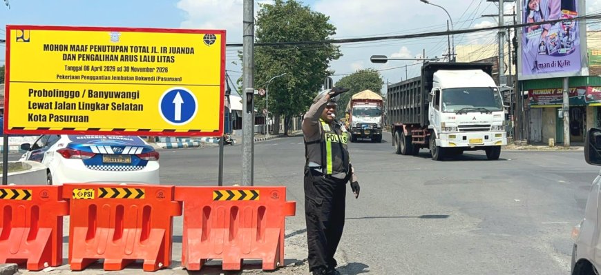 Polres Pasuruan Kota Siapkan Jalur Alternatif Dampak Pembongkaran Jembatan Bok Wedi